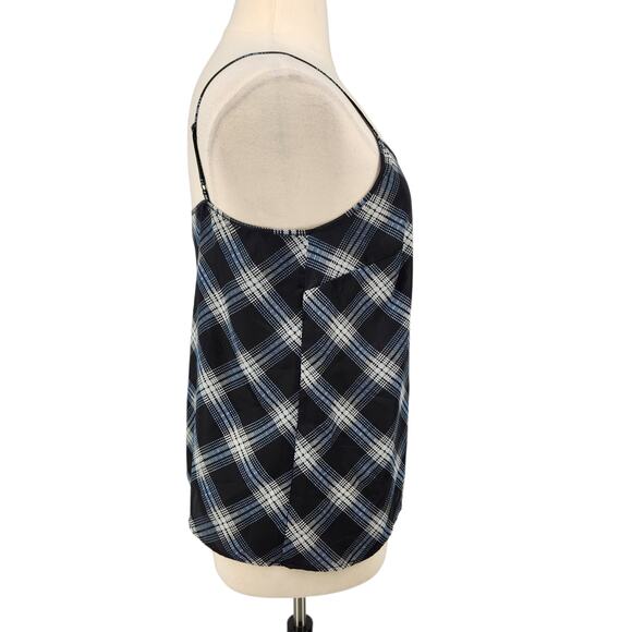 The Limited Sleeveless Top – Navy Plaid Spaghetti Strap Camisole Blouse - Picture 5 of 6